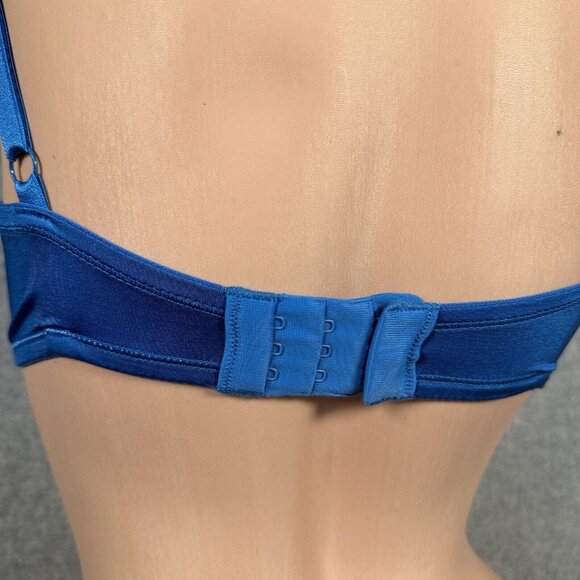 H&M 34D Bra Blue Satin Look Back Closure Adjustable Underwire Smooth Womens - Picture 8 of 12